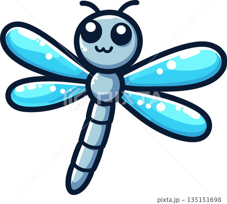 青いかわいいトンボのイラスト 135151698