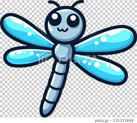 Illustration of a cute blue dragonfly 135151698