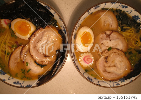 Steaming Hot Bowl of Traditional Japanese Ramen Steaming Hot Bowl of Traditional Japanese Ramen 135151745