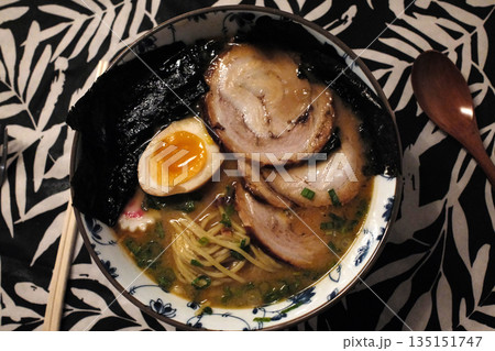 Steaming Hot Bowl of Traditional Japanese Ramen Steaming Hot Bowl of Traditional Japanese Ramen 135151747