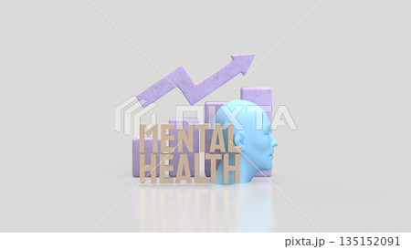 Mental Health Growth Concept with Mind Balance and Positive Progress 3d render. Mental Health Growth Concept with Mind Balance and Positive Progress 3d render. 135152091
