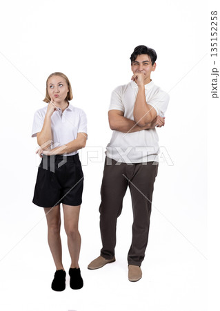 Man and woman standing together in casual clothes. Man and woman standing together in casual clothes. 135152258
