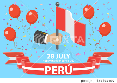 3D Isometric Flat Vector Illustration of Peruvian Independence Day, Celebration On 28 July 3D Isometric Flat Vector Illustration of Peruvian Independence Day, Celebration On 28 July 135153405