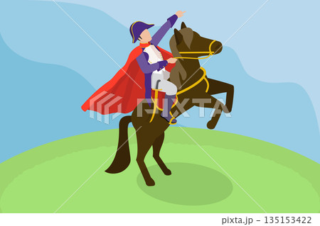 3D Isometric Flat Vector Illustration of Napoleon, French Historical Figure On Battlefield 3D Isometric Flat Vector Illustration of Napoleon, French Historical Figure On Battlefield 135153422