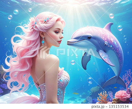 イルカと人魚 135153534