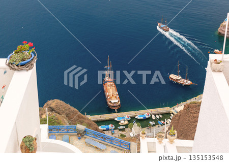 Harbor View from Santorini, Santorini, Greece Harbor View from Santorini, Santorini, Greece 135153548