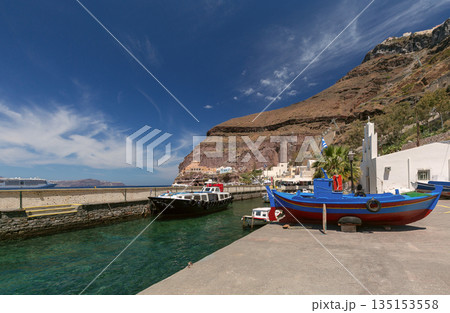 Fishing Boat in Santorini Caldera, Santorini, Greece 135153558