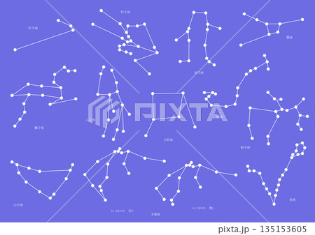 黄道12星座図セット④(ぼかし無し__星の大きさ一律) 黄道12星座図セット④(ぼかし無し__星の大きさ一律) 135153605