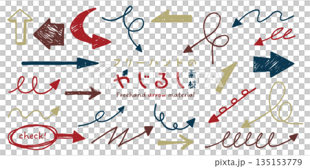 フリーハンドで描いた矢印素材 135153779