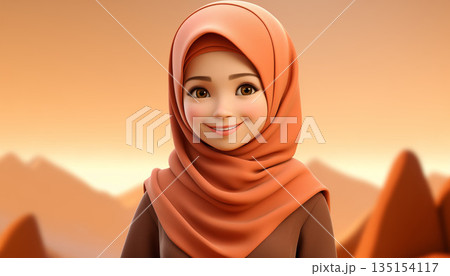 muslim young woman praying on the mosque 135154117