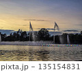 Golden Fountain Dancing Waters at Sunset 135154831