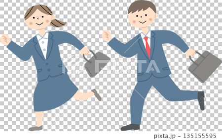身著西裝的男女精神抖擻地走著 135155595