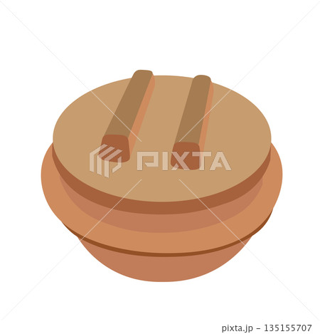 シンプルな釜飯用陶器のベクターイラスト 135155707