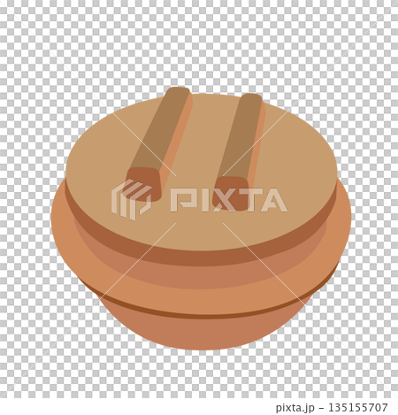 シンプルな釜飯用陶器のベクターイラスト 135155707