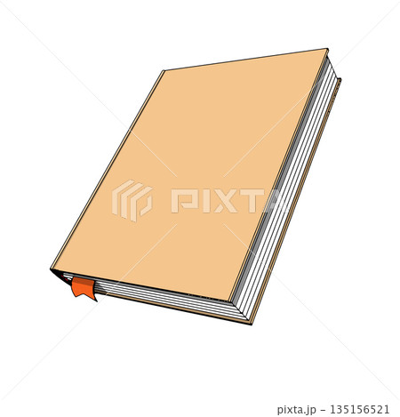 Hardcover Book with Bookmark on White Background. Vector Illustration. 135156521
