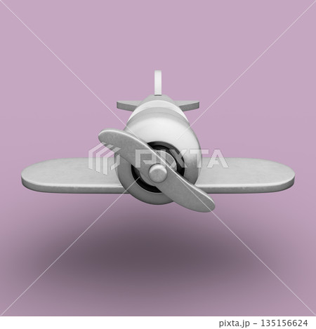 Airplane Toy from Silver Metal. 3D Illustration. File with Clipping Path. 135156624