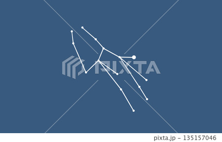 ネイビー色の背景に浮かぶ乙女座の星座線のイラスト（白線） 135157046