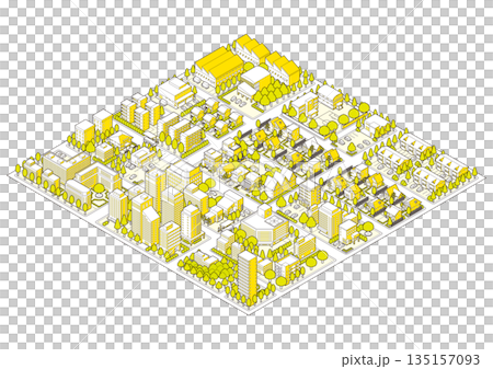 街並みの立体図. 都市の景観. アイソメ図で描いた都市. 街並みの立体図. 都市の景観. アイソメ図で描いた都市. 135157093