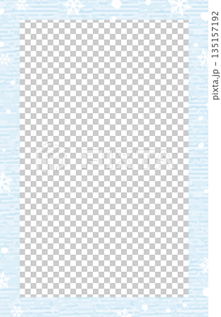 Winter background frame, snow and blue wood grain design, vertical 135157192