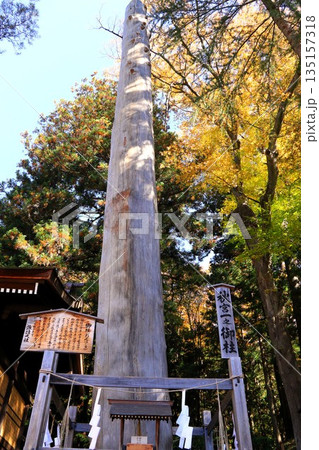 諏訪大社秋宮の一之御柱 諏訪大社秋宮の一之御柱 135157318