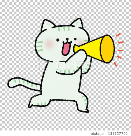 Cat shouting with a megaphone 135157792