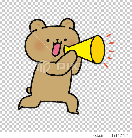 Bear shouting with a megaphone Bear shouting with a megaphone 135157794