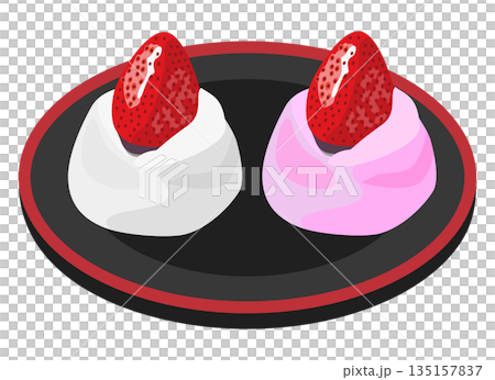 Strawberry Daifuku illustration (white and pink) Strawberry Daifuku illustration (white and pink) 135157837