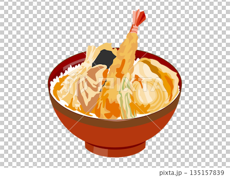 美味天婦羅碗的插圖 135157839