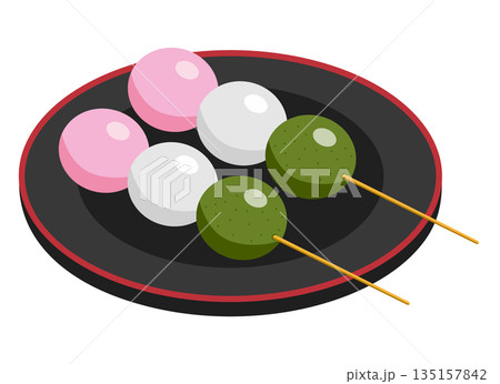 おいしそうな三色団子のイラスト 135157842