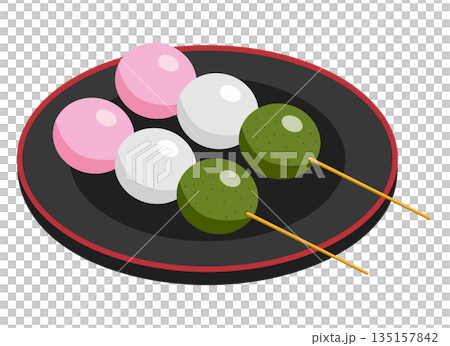 おいしそうな三色団子のイラスト 135157842