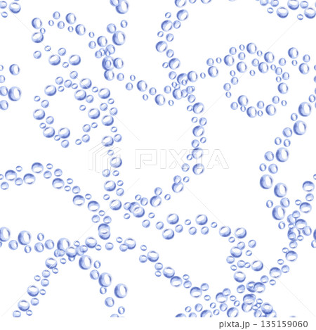 Seamless pattern with air bubbles. Hand-drawn watercolor illustration for swimming pool decor, small spaces, theme party designs, and fabric printing. 135159060