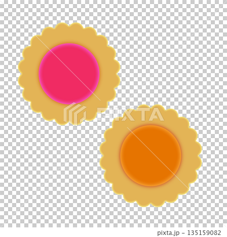 Illustration material of cute round jam cookies with colorful jam Illustration material of cute round jam cookies with colorful jam 135159082