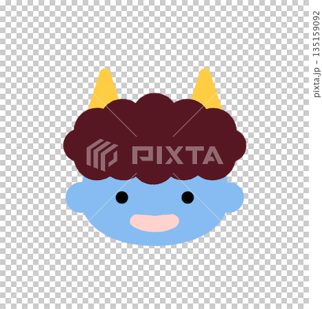 Setsubun blue demon smiling face icon illustration | Cute Japanese event character element Setsubun blue demon smiling face icon illustration | Cute Japanese event character element 135159092