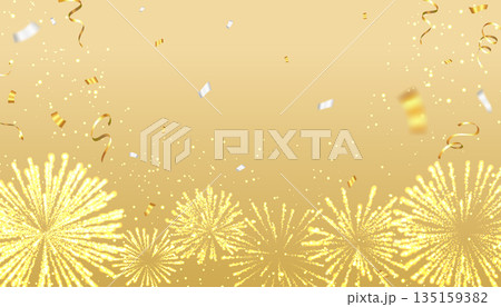 黄金の花火と紙吹雪のイラスト背景 135159382