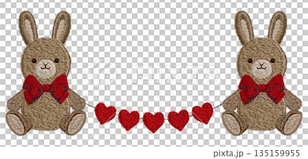 【兔子毛絨玩具和花環】手工刺繡插畫材料 135159955
