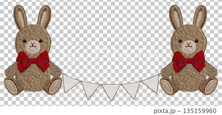 【兔子毛絨玩具和花環】手工刺繡插畫材料 【兔子毛絨玩具和花環】手工刺繡插畫材料 135159960