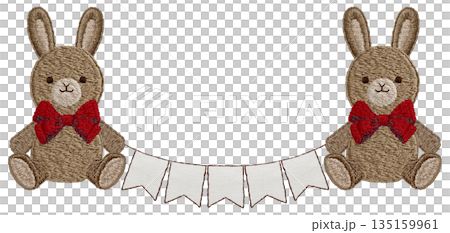 【兔子毛絨玩具和花環】手工刺繡插畫材料 【兔子毛絨玩具和花環】手工刺繡插畫材料 135159961