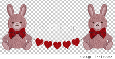 【兔子毛絨玩具和花環】手工刺繡插畫材料 135159962