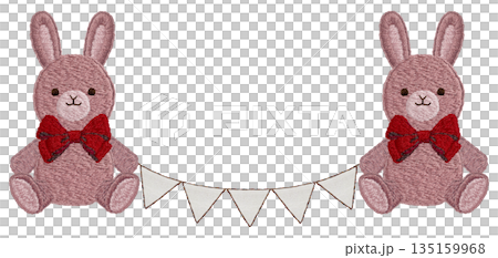 【兔子毛絨玩具和花環】手工刺繡插畫材料 【兔子毛絨玩具和花環】手工刺繡插畫材料 135159968