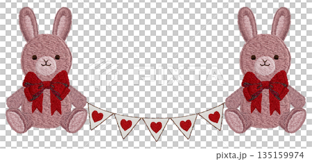 【兔子毛絨玩具和花環】手工刺繡插畫材料 【兔子毛絨玩具和花環】手工刺繡插畫材料 135159974