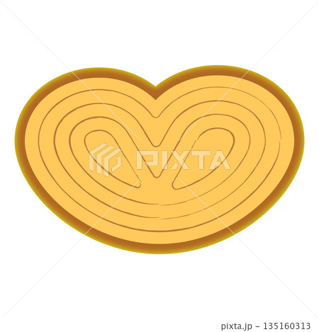 ハート型のかわいいパイ菓子パルミエのシンプルなイラスト素材 ハート型のかわいいパイ菓子パルミエのシンプルなイラスト素材 135160313