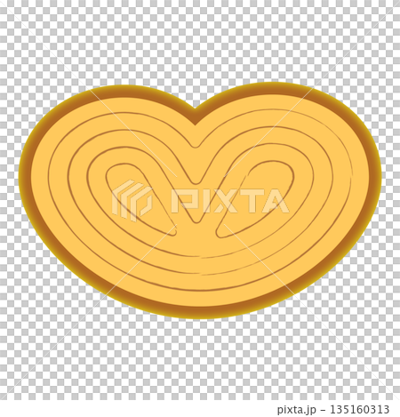 ハート型のかわいいパイ菓子パルミエのシンプルなイラスト素材 ハート型のかわいいパイ菓子パルミエのシンプルなイラスト素材 135160313