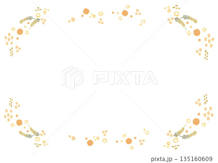 黄色いミモザのリース風フレーム 横 黄色いミモザのリース風フレーム 横 135160609