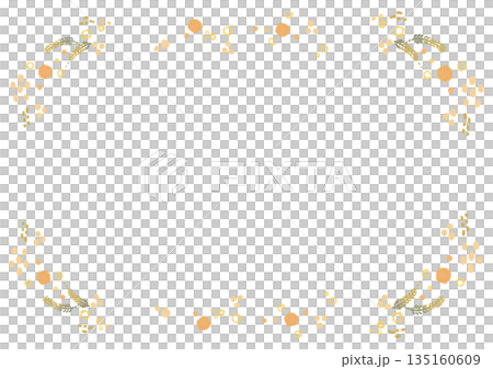 黄色いミモザのリース風フレーム 横 黄色いミモザのリース風フレーム 横 135160609