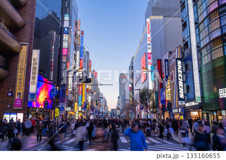 《東京都》新宿東口歩行者天国・休日の繁華街 135160655
