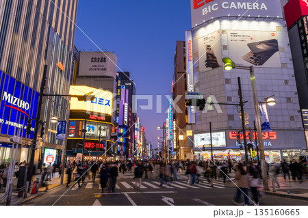 《東京都》新宿東口歩行者天国・休日の繁華街 135160665