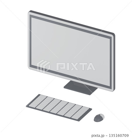 黒いデスクトップパソコンの3Dイラスト 135160709