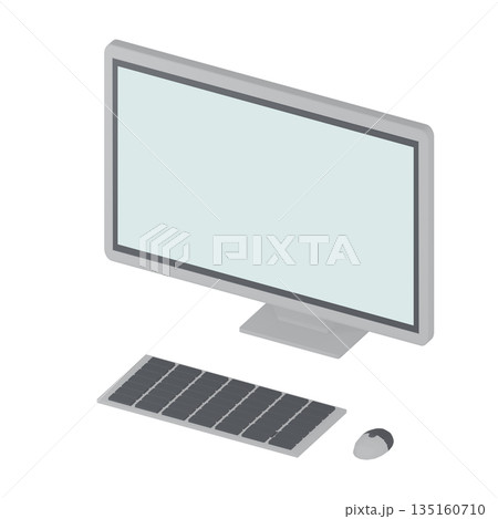 白いデスクトップパソコンの3Dイラスト 白いデスクトップパソコンの3Dイラスト 135160710