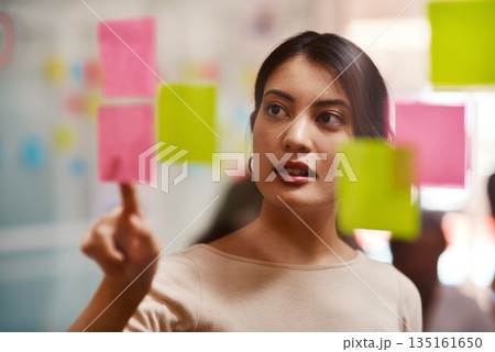 Brainstorming, creative and moodboard with woman in meeting for speaker, branding and planning. Project management, goals and idea with female employee in office for schedule, solution and strategy Brainstorming, creative and moodboard with woman in meeting for speaker, branding and planning. Project management, goals and idea with female employee in office for schedule, solution and strategy 135161650