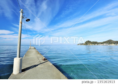 千葉県　青空の海と岡本桟橋（原岡桟橋） 135161913